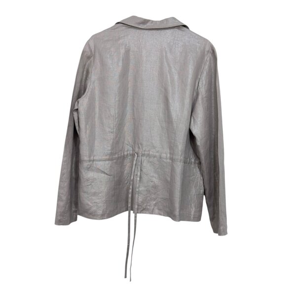 Epiegel Womens Silver Linen Button-Down Blazer Jacket Size 18 Lightweight With P - Picture 8 of 14